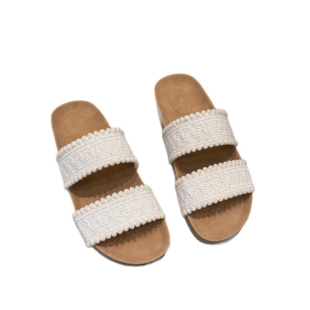 Vintage Thick-bottomed Slope Heel Woven Cross-strapped Slippers Versatile Cool Slippers Women's Vacation Beach Cool Slippers