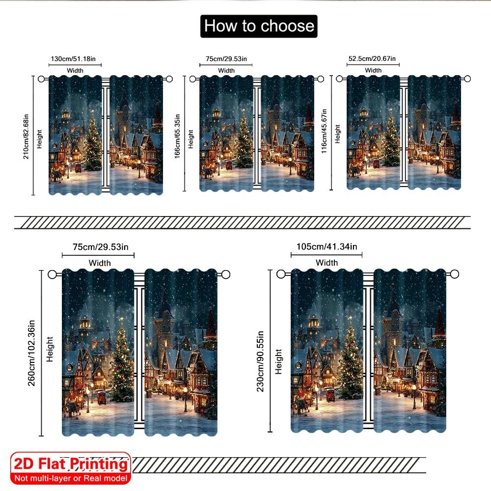 2pcs 2D flat printing Merry Christmas Popular Drapes Christmas Village winter 100% Polyester Without Electricity Birthday Party