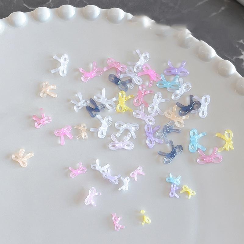 100Pcs Mini 3D Bow Nail Charms Fashion Kawaii Resin Bowknot Manicure Decoration Nail Art Supplies