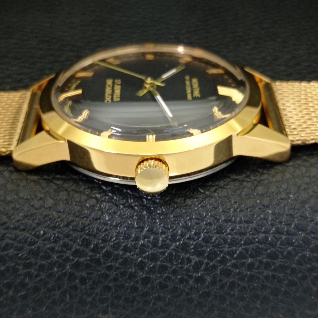 MONTINE DE SUISSE VINTAGE 17J INCABLOC MONTRE HOMME PLAQUÉE OR a285401-11