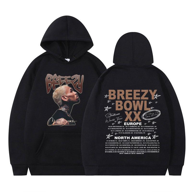 

Rapper Chris Brown Breezy Bowl XX Tour 2025 Hoodies Men Women Hip Hop Gothic Punk Pullover Winter Fashion Sweatshirt Streetwear 3XL
