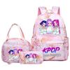 KPOP Demon Hunter Girls Backpack Lunch Bag Pencil Case Set Student Anime Fashion Schoolbag Pencil Case Bento
