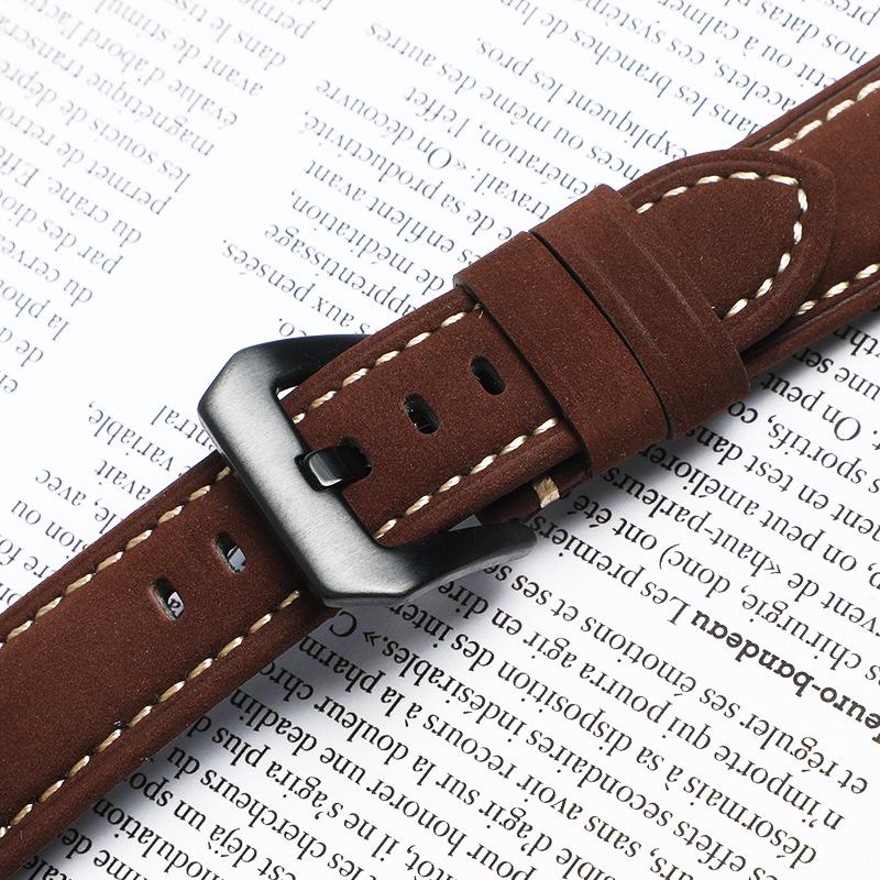 Panerai Mattes Vollnarbiges Rindsleder Vintage Crazy Horse Sport Echtes Leder Uhrenarmband 22/24.