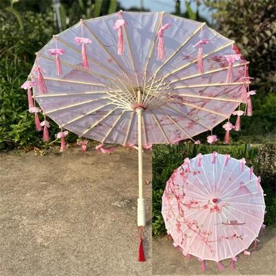 82CM Oil Paper Umbrella Ceiling Decorative Umbrella Women's Dance Hanfu Chinese Style Silk Umbrella Ombrelle Japonaise Tassels