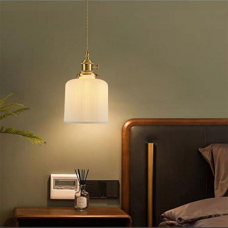 Vintage Glass Pendant Lamps Brass Ceramic Chandelier  For Dining Room Japanese Zen Tea Room Bedroom Bedside Home Decor Lightings