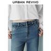 UR Women's Retro Washed Ruffle Trim Denim Long Pants