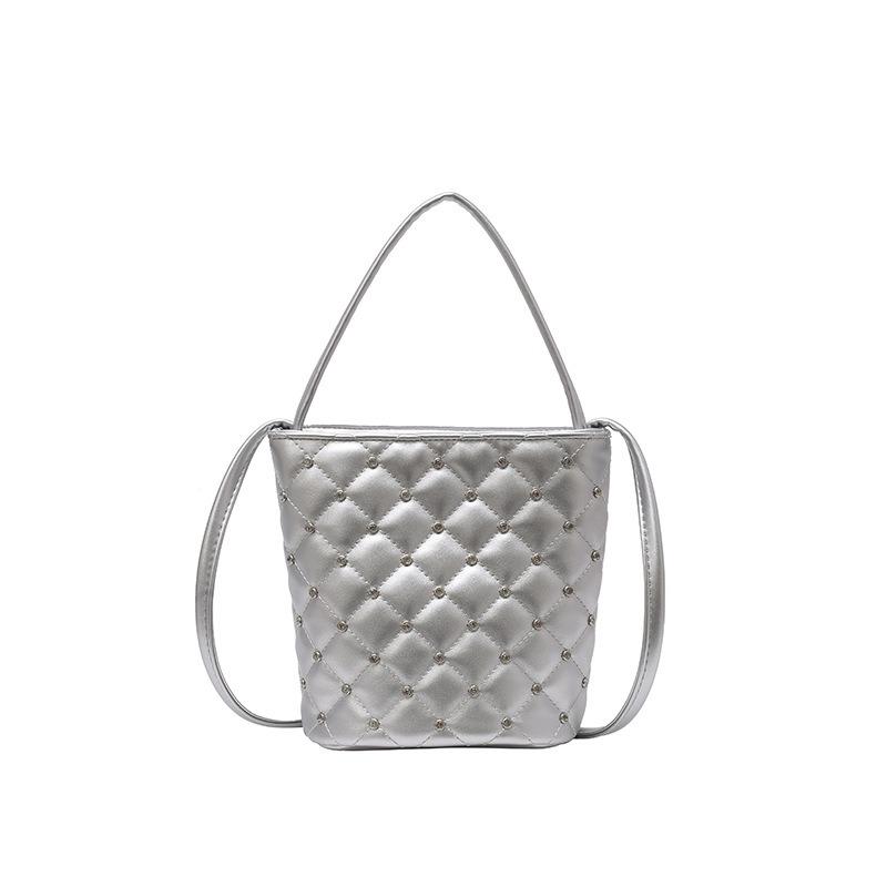 Hand carry diamond bucket bag, burger fashion high-end shoulder bag, summer new niche portable messenger bag
