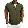 HNXC Men's Vintage Casual Solid Color Print Summer Spring Short Sleeve Stand-up collar Jackets & Coats Classic Exquisite
