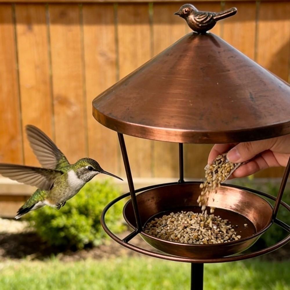 Spill Guard Standing Bird Feeder Anti-Waste Bird Feeder Tray  For Drinking Showering