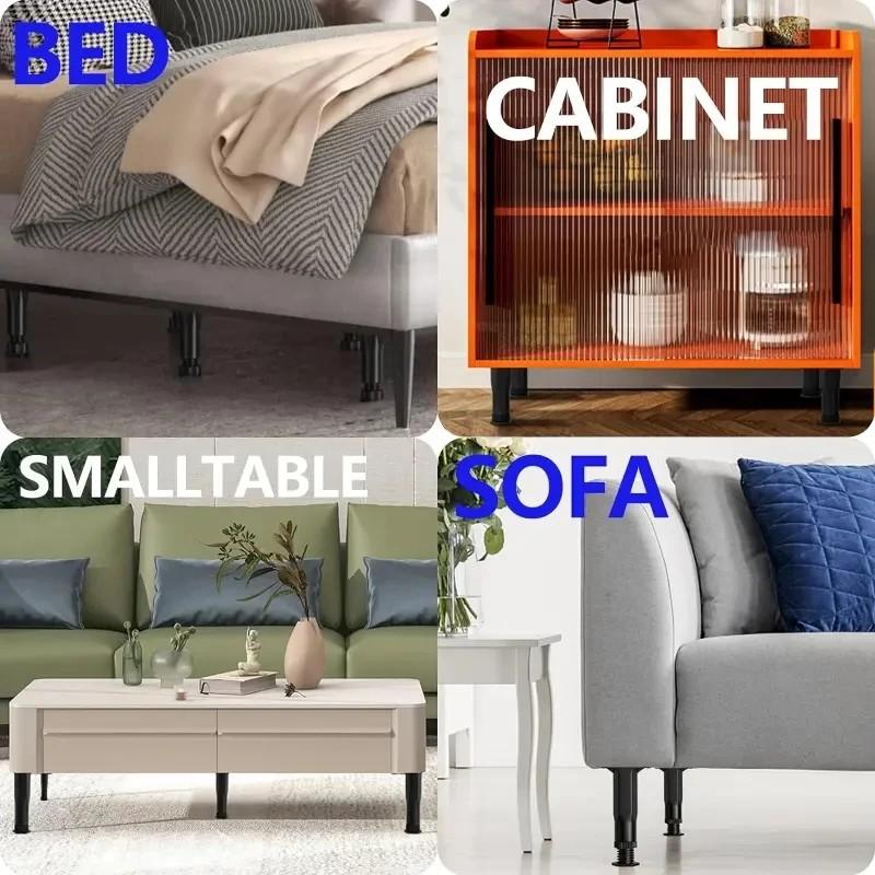 4 Pack Adjustable Bed Support Legs 5.9-11 Inch Height Sturdy Bed Frame Support Feet For King Queen Size Beds Easy To Install No Power Required