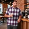 Men's Big Size Plaid Print Golf Polo Shirt Breathable Short Sleeve Collared Casual Workwear Top
