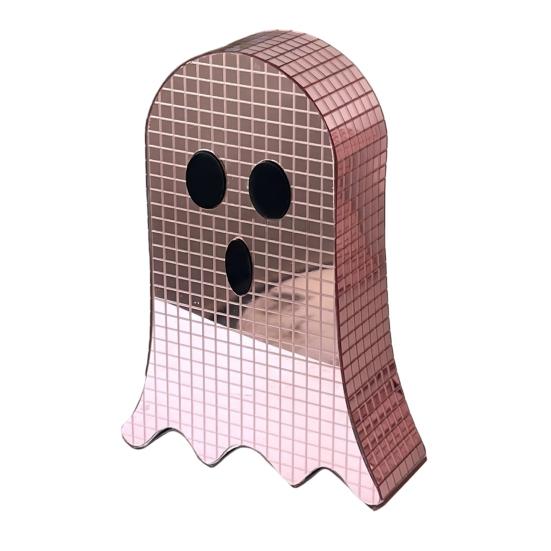 

Halloween Disco Ghost Figurine Glitter Mirror Disco Ghost Table Sign for Tiered Tray Table Centerpiece Party Favors Forward рожевий