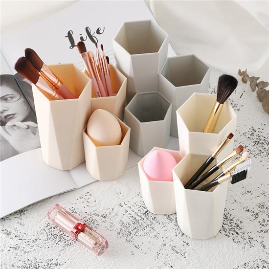 3 Lattices Cosmetic Make-Up Brush Storage Box Table Organizer Pen Storage Makeup Nail Polish Cosmetic Holder Box