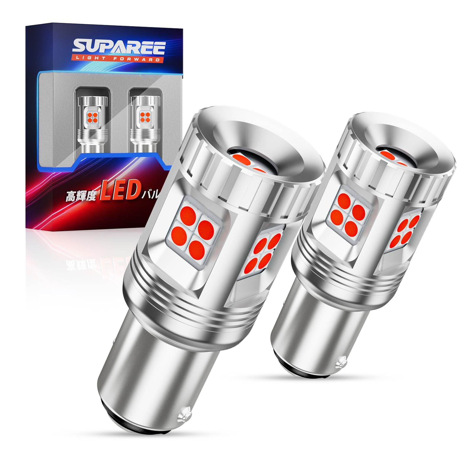 

SUPAREE S25 LED Double Bulb Brake Super Bright S25 LED Tail Stop Omnidirectional Canceller for DC12V Vehicle Inspection Stealth Design of Lights, Red,