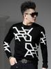 European Casual Round-Neck Sweater for Men 2025 Autumn and Winter New Trendy Geometric Print Knitwear Base Shirt