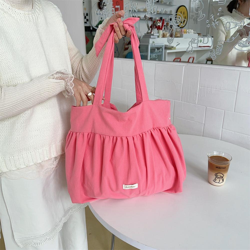 Casual Canvas Tote Bag With Wrinkled Design And Magnetic Closure For Daily Use