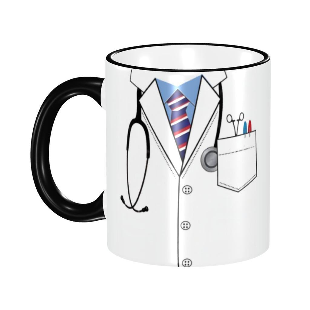 Personalized Medical Doctor Mugs DIY 3D Stethoscope & Heartbeat Pattern Ceramic Milk Tea Coffee Cup