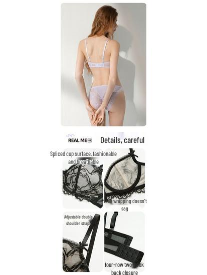 Sada francouzského krajkového spodního prádla: Lehká, prodyšná a minimalizující podprsenka a kalhotky na léto