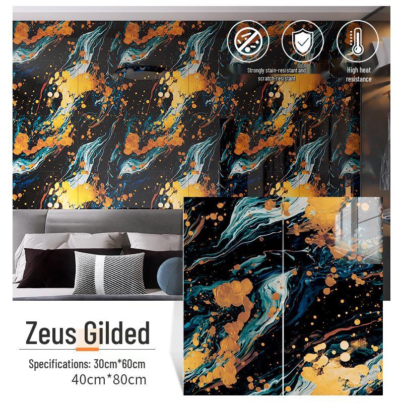 Waterproof Gold-Plated Imitation Tile Wall Sticker for Bathroom and Kitchen Renovation