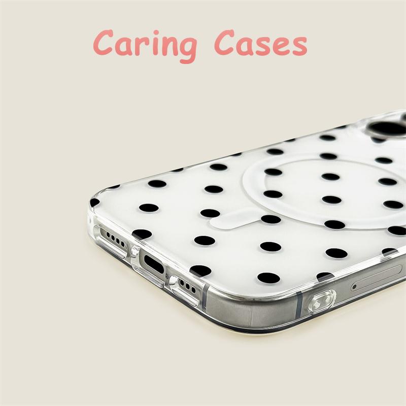 For iPhone 17 Pro Max Case Black Polka Dot Magnetic Silicone Shockproof Protective Design Compatible with iPhone 16 15 14 13