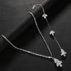 Rhinestones Bridal Back Chain Necklace Long Drop for Women Bride Ladies Body Chain Wedding Dress Body Jewelry Accessory
