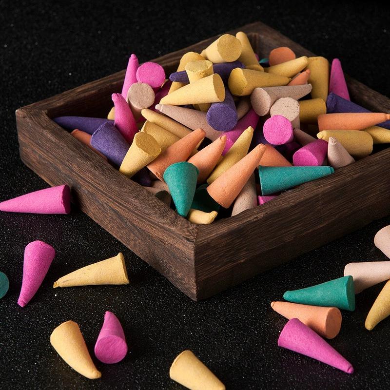 Mixed Natural Reflux Tower Incense Cone Rose Lavender Aromatherapy for Smoke Odor Remover Anxiety Relief Meditation Fragrance