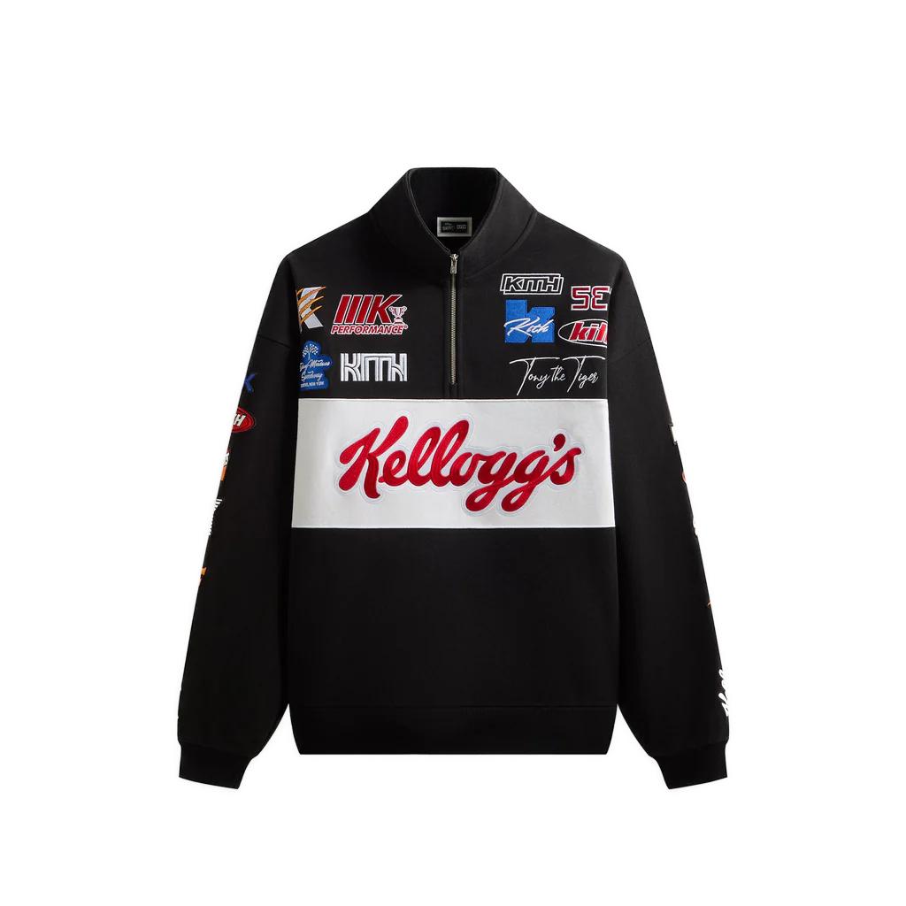 Kith Treats For Kelloggs Frosted Flakes Cereal & Tony The Tiger Racing Nelson Quarter Zip Black Unisex Tops KHT030230-001 XS