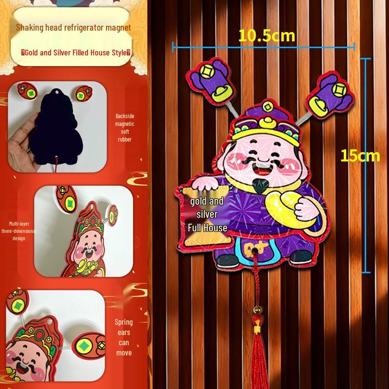 Three-Dimensional God of Wealth Magnet: Festive New Year Decoration for Potted Plants & Living Rooms