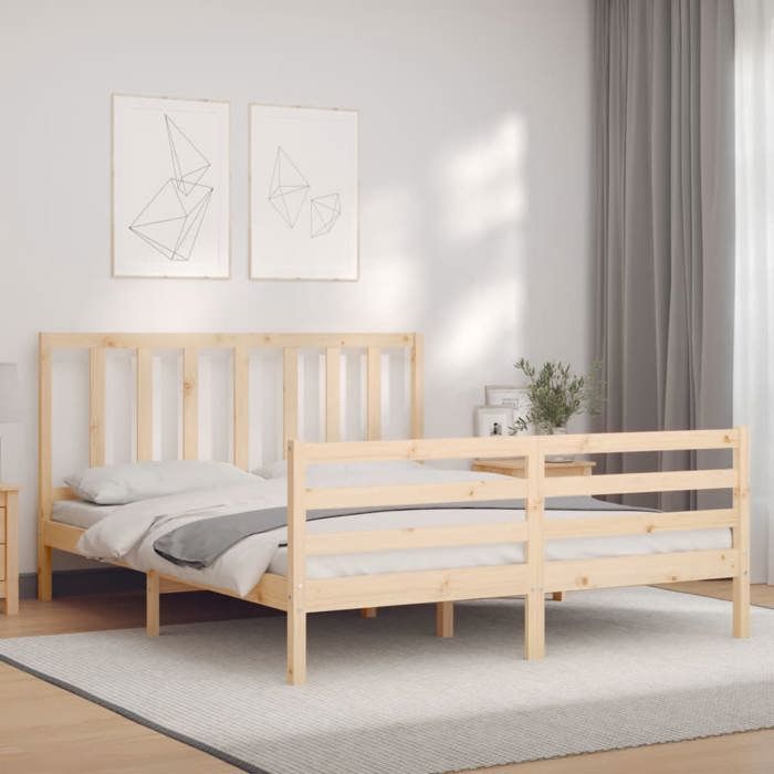 VidaXL Bed Frames with Headboard 160x200 Cm Solid Wood 3193866