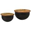 VidaXL Set of 2 Coffee Tables, Side Tables with Storage, Living Room Furniture, Black Wood 351753