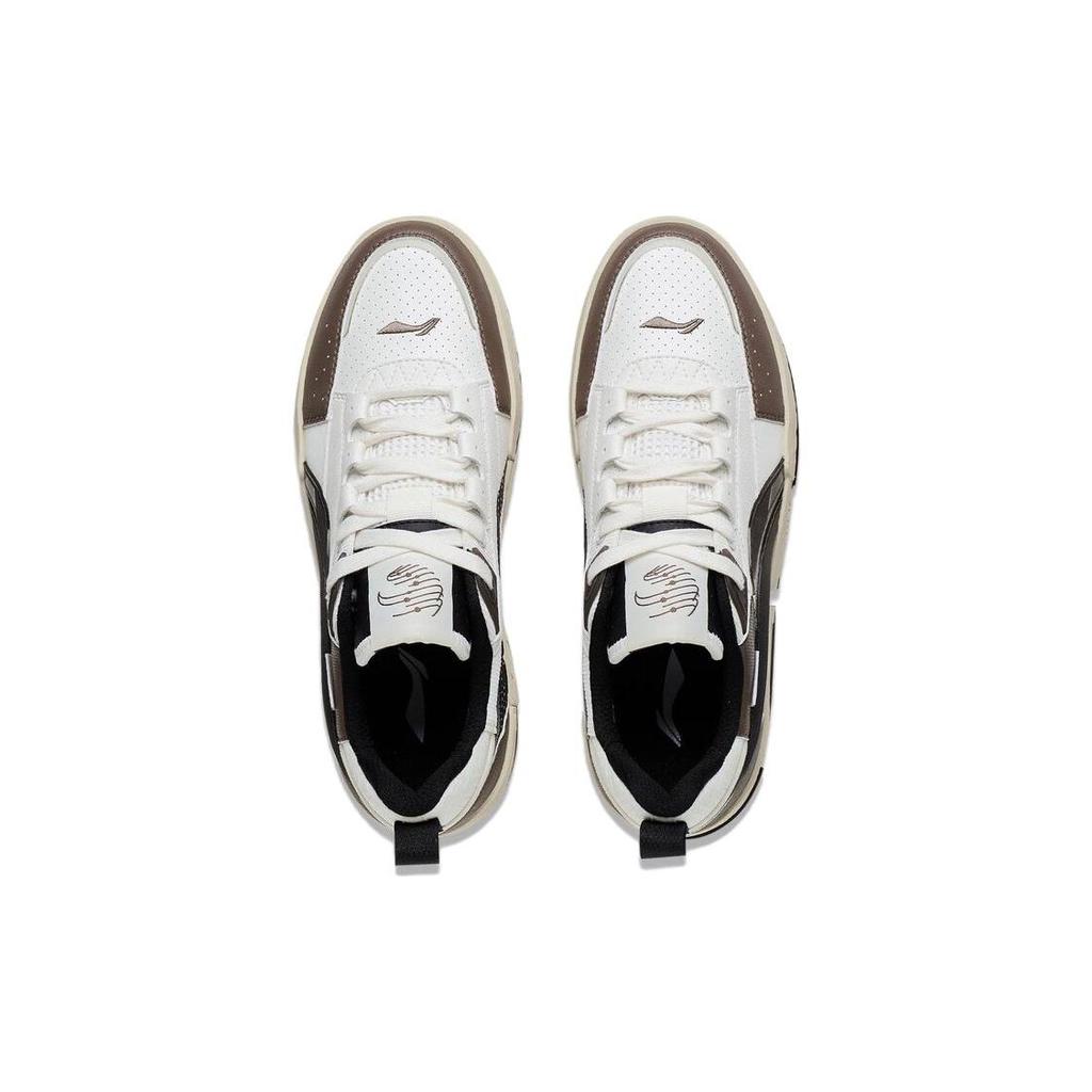 Li Ning Slip Resistant Durable Low Top Sports Casual Shoes Men Sneakers White Brown AGCT135-3