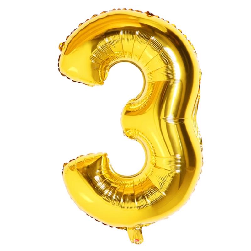 32-Inch Aluminum Foil Number Balloons Gold Silver Birthday Baby One Year Old Decorative Photography Balloons Celebration Supp...