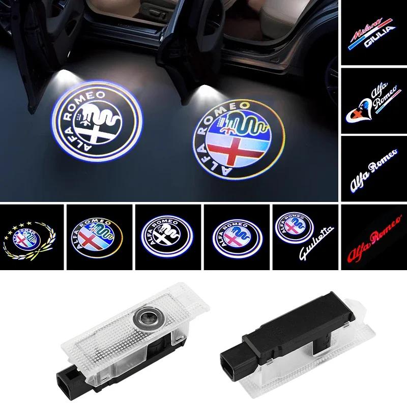 2026 Hot Alfa Romeo 2Pcs 3D LED Car Door Logo Lights Projector Laser Ghost Shadow Lamp For Alfa Romeo 159 Giulia Giulietta Mito