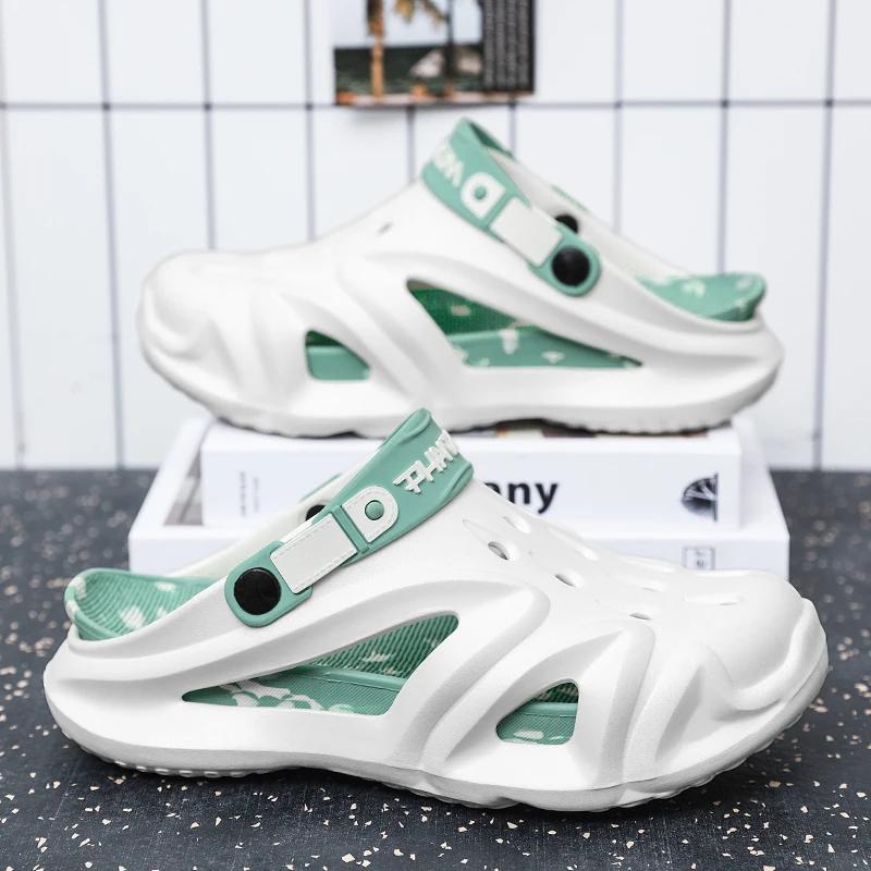 

Новые летние мужские сандалии Eva, легкие пляжные уличные мужские тапочки, нескользящая обувь для ванной комнаты для мужчин, популярная модель 40 черный белый