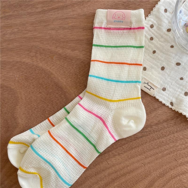 Puppy Socks, Colorful Mid-calf Socks, Summer Pile Socks, Breathable and Sweat-absorbing Socks for Women