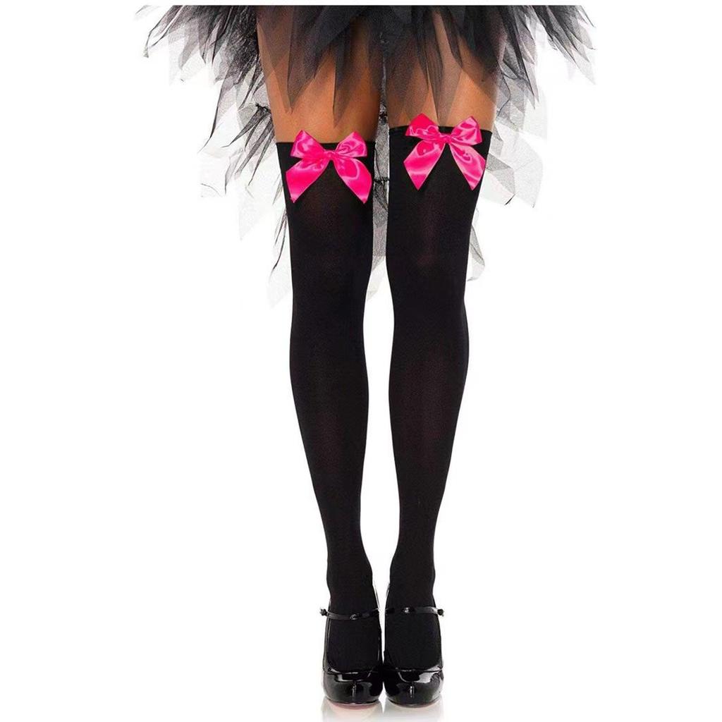 Japanese Bow Knee Socks Socks Jk Velvet Sexy High Tube Socks Stockings Black And White Medium Thick College Style