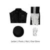 (Altura 115-125cm) Niño Michael Jackson Billie Jean Traje Negro Baile Disco Halloween Disfraz de Fiesta Rey del Pop de los 80 Disfraz para Niños