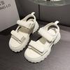 Sandals Women's Summer 2025 New Soft Leather Platform Muffin Roman Shoes Velcro Women's Shoes Beach Shoes Tide