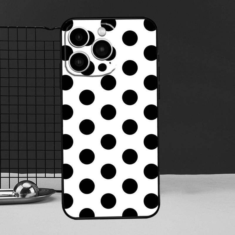 Black And White Polka Dot Protective Cover For iPhone 11 14 12 13 Pro Max Mini X XR XS Max 7 8 Plus SE 2020 Phone Case
