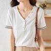 NaVaVa Daily BuTTon PoinT V Neck ShorT sleeVe T shirT nT2817