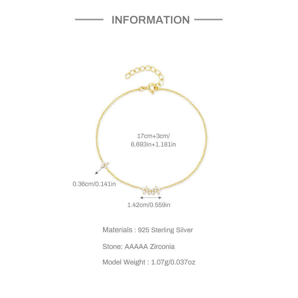 Gold S925 Sterling Silver Simple Wind Diamond Petals Four Petals Daily Matching Women'S Bracelet