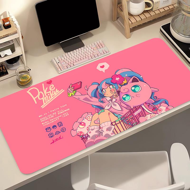 Large Anime Mouse Pad xcm Pokemon Jigglypuff Carpet Laptop Pc Gamer Keyboard Mat Mousepad Edge White Tassel Rubber Table Mat