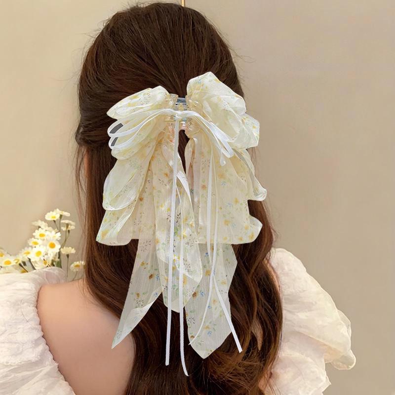 Elegant Retro Satin Bow Hair Clip for Women - Perfect for Low Ponytails and Head Ornaments