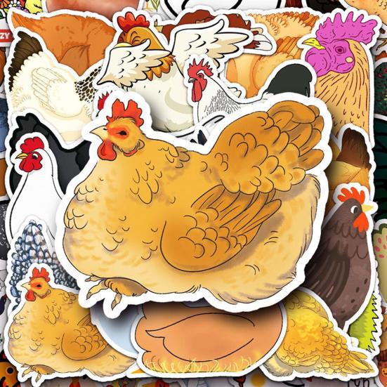 50Pcs Cartoon Chicken Stickers Cute Waterproof Self-adhesive Cute Animal Decals DIY Car Skateboard Laptop Motorcycle Graffiti Stickers