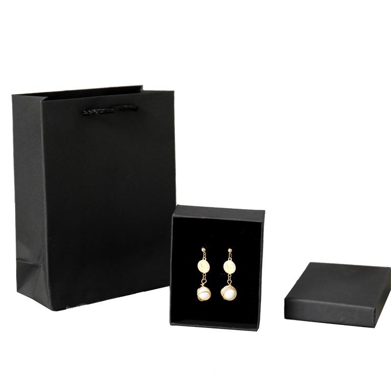 Black Kraft Paper Box Necklace Earrings Jewelry Box