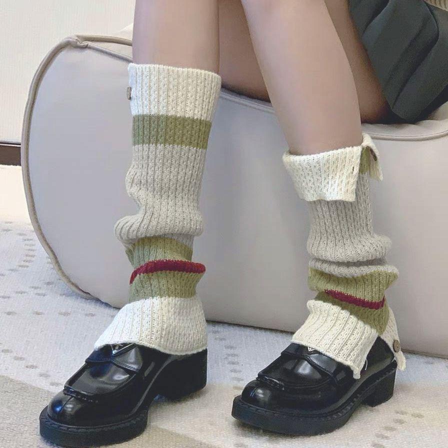 Winter Snow Boot Sock Leg Warmers Women Thermal Knit Leggings JK Uniform Cable Stitch Mid Calf Stacked Socks Y2K Style