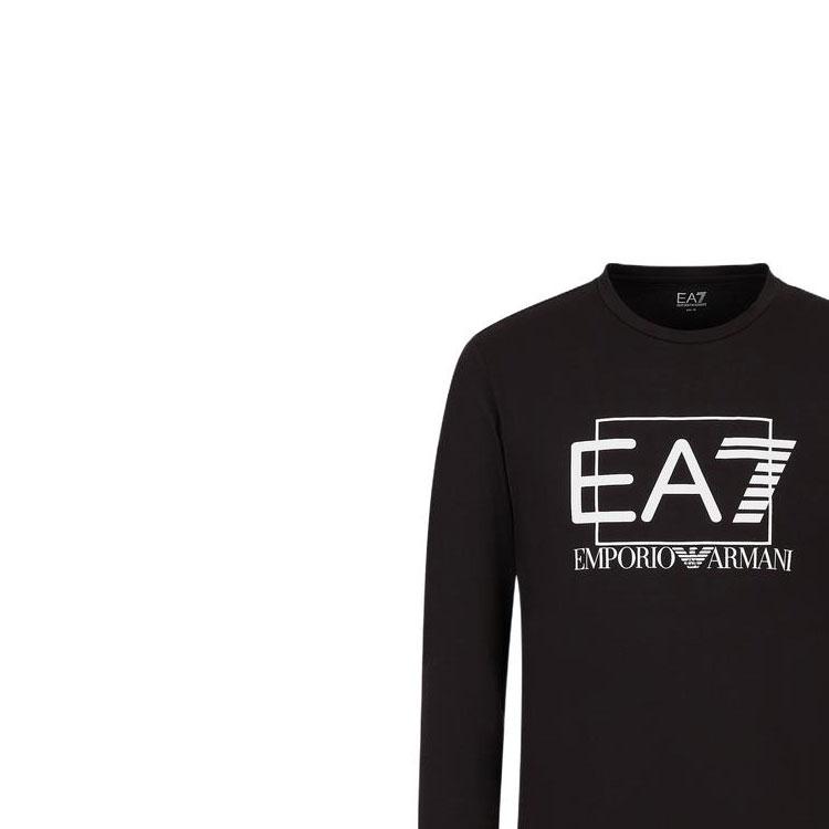 Emporio Armani Ss23 Ea7 Series Letter Logo Print Crew Neck Long Sleeve T-Shirt Men Tops Black 3RPT64-PJ03Z-1200