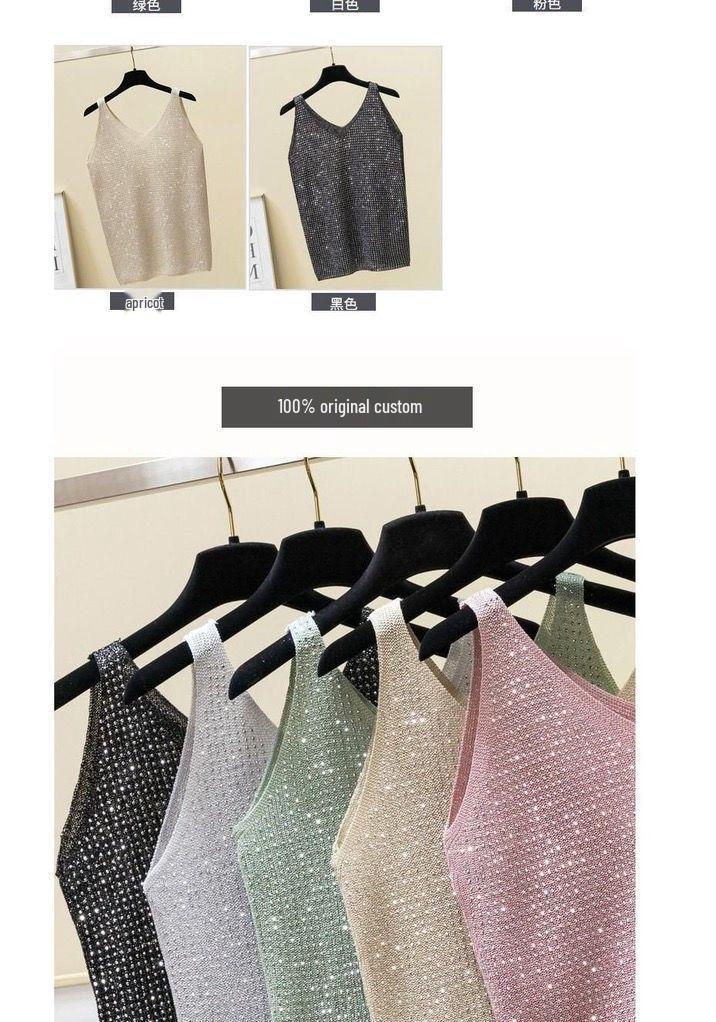Korean Style Ice Silk Knit Sleeveless Loose Vest Top