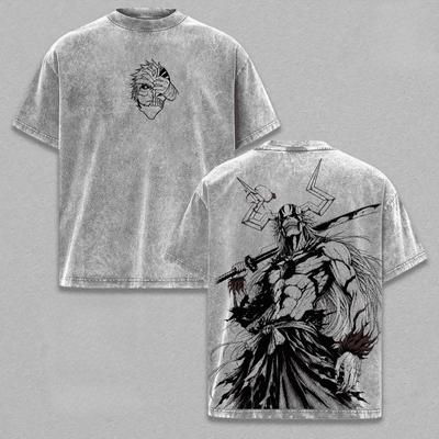 Kurosaki Ichigo Tryckt T-shirt Manga BLEACH Vintage Tvättad T-shirt Herr Dam Kläder Sommar Harajuku Polyester T-shirts Kläder