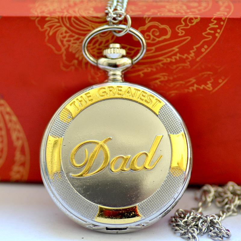 Large Two-Tone DAD Pocket Watch with Peripheral Pattern Necklace Style, Model 1018.